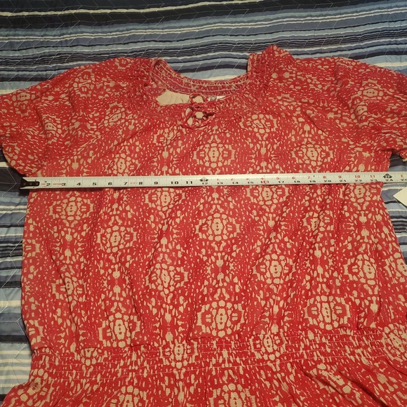 NEW Croft & Barrow 2X Blouse Pink Floral Ruched Neckline and Hem Front Tie Flowy - Picture 10 of 11